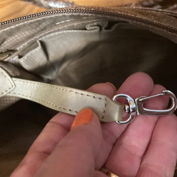 Brighton Shoulder Bag Metallic Gold Copper Hobo Braided Strap Handbag Heart - Picture 10 of 14